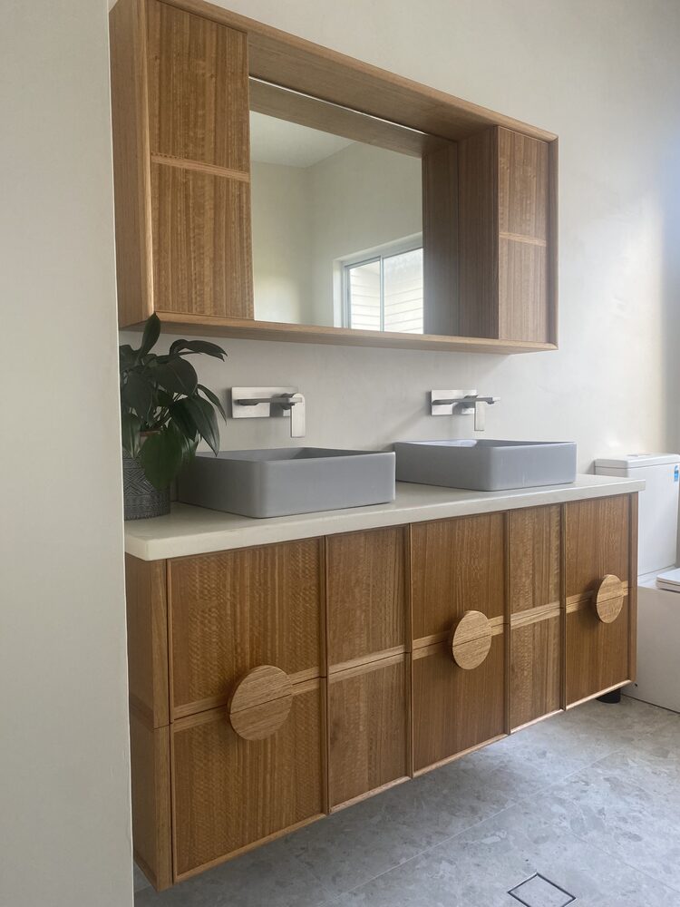 Vanity and shaver cabinet (Tasmanian oak)